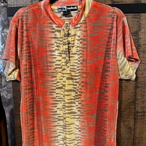 jamie sadock Orange and Yellow Short Sleeve Henley Golf Shirt